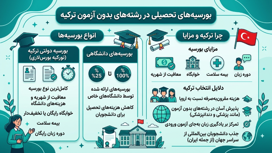 بورسیه تحصیل در رشته بدون کنکور ترکیه 