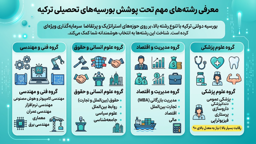 رشته های مهم بورسیه ترکیه 