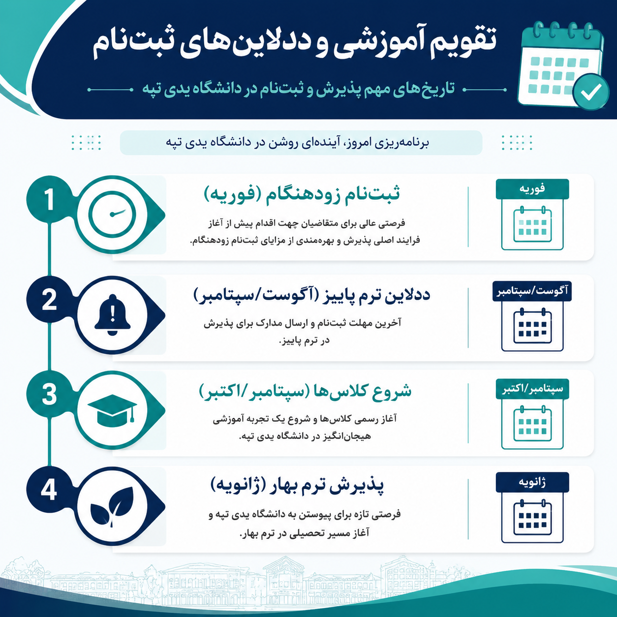 تقویم آموزشی دانشگاه یدی تپه 