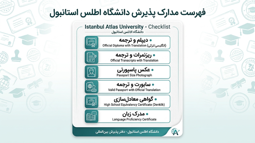 مدارک پذیرش دانشگاه اطلس استانبول 