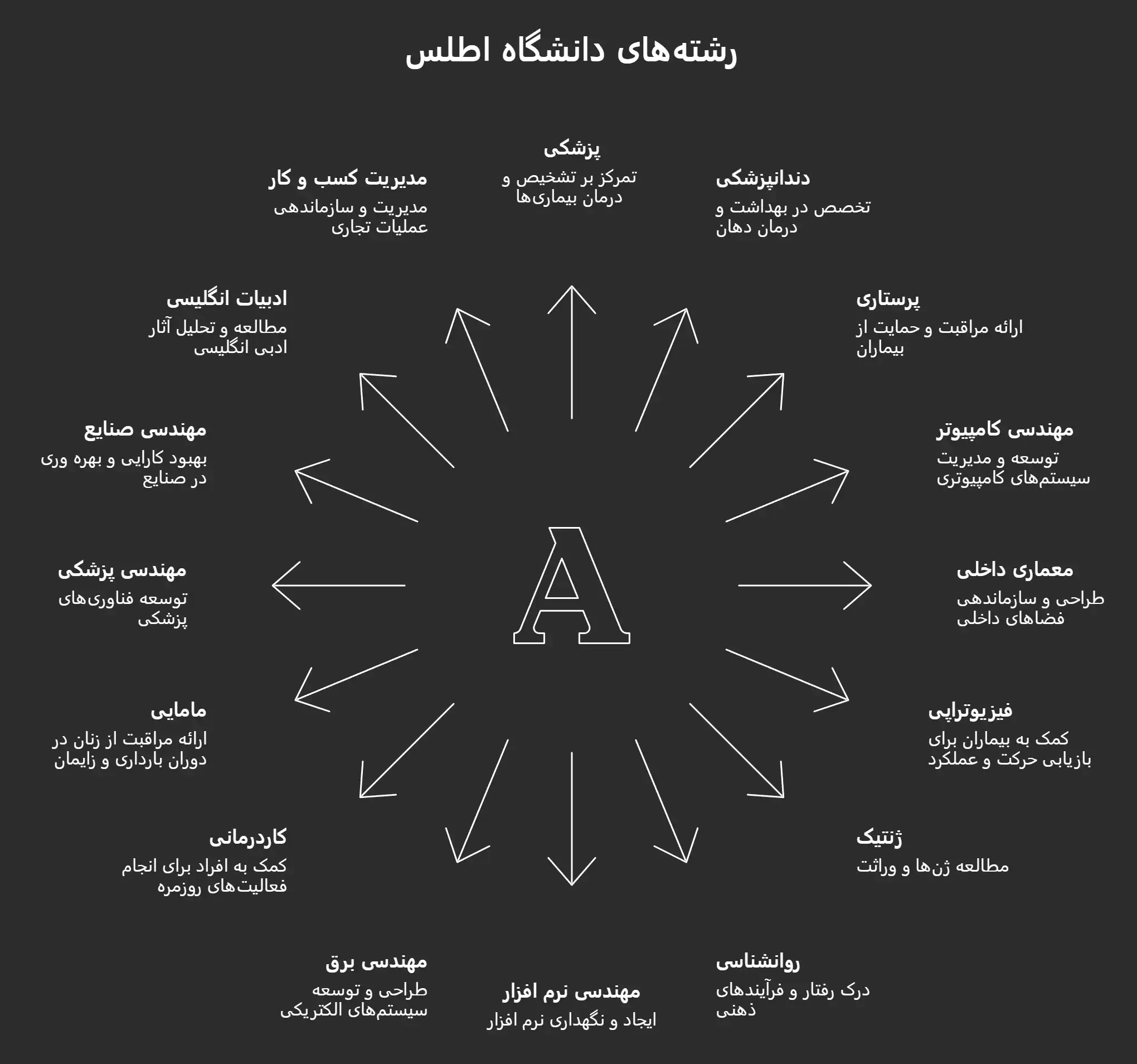 رشته های تحصیلی دانشگاه اطلس