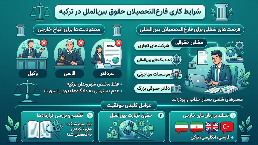 شرایط کاری فارغ التحصیلان حقوق بین الملل در ترکه