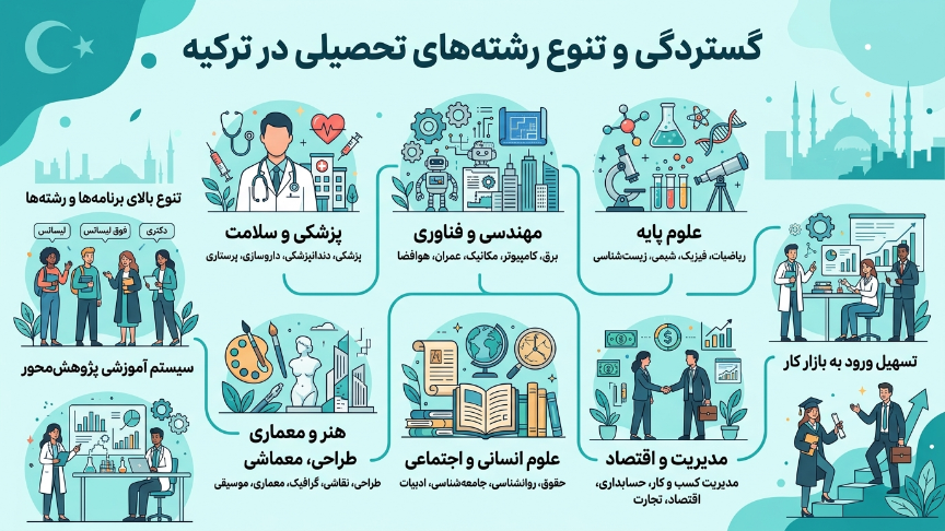 تنوع رسته‌های تخصیلی ترکیه 