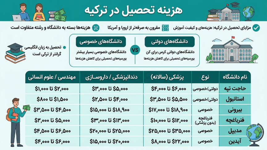 هزینه تحصیل در ترکیه 
