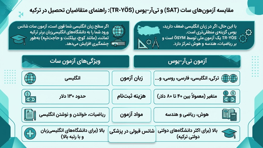 تفادت آزمون SAT و یوس 