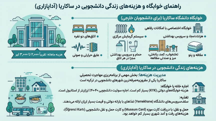خوابگاه و هزینه زندگی دانشگاه ساکاریا