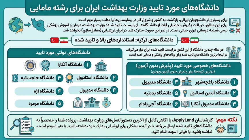 دانشگاههای موردتایید مامایی در ترکیه