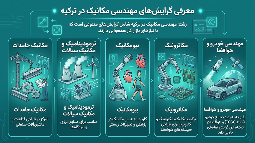 گرایشهای مهندسی مکانیک در ترکیه