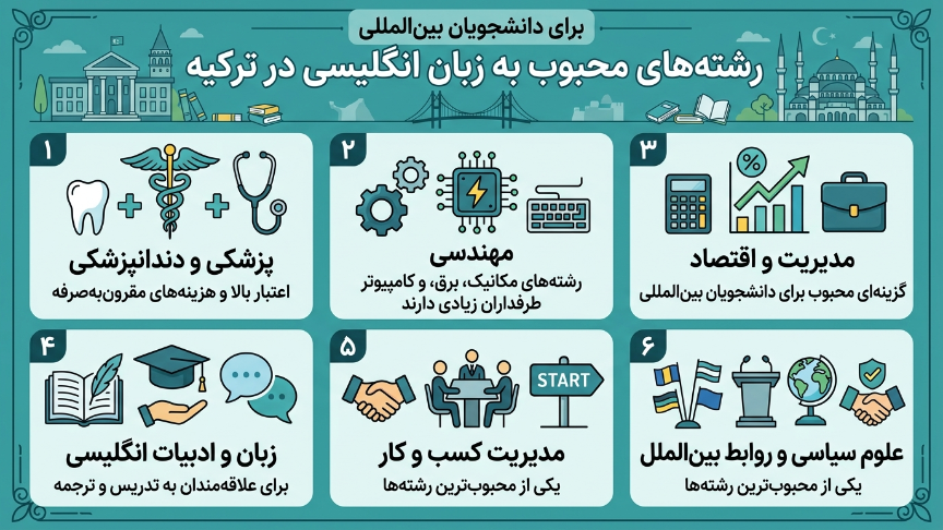 رشته های محبوب به زبان انگلیسی در ترکییه 