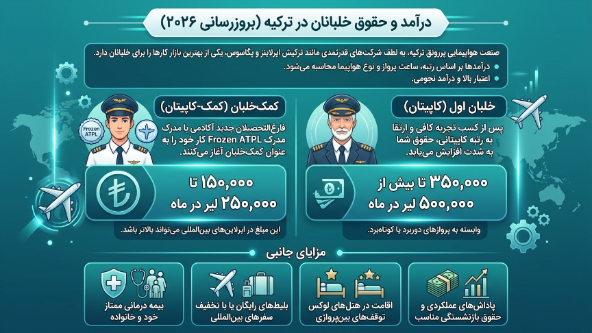 در آمد خلبانی در ترکیه