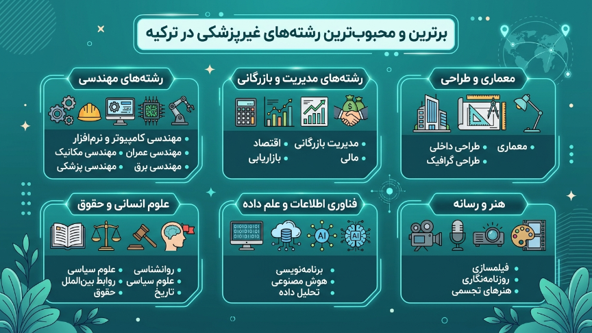 رشته های دانشگاه غیرپزشکی در ترکیه 
