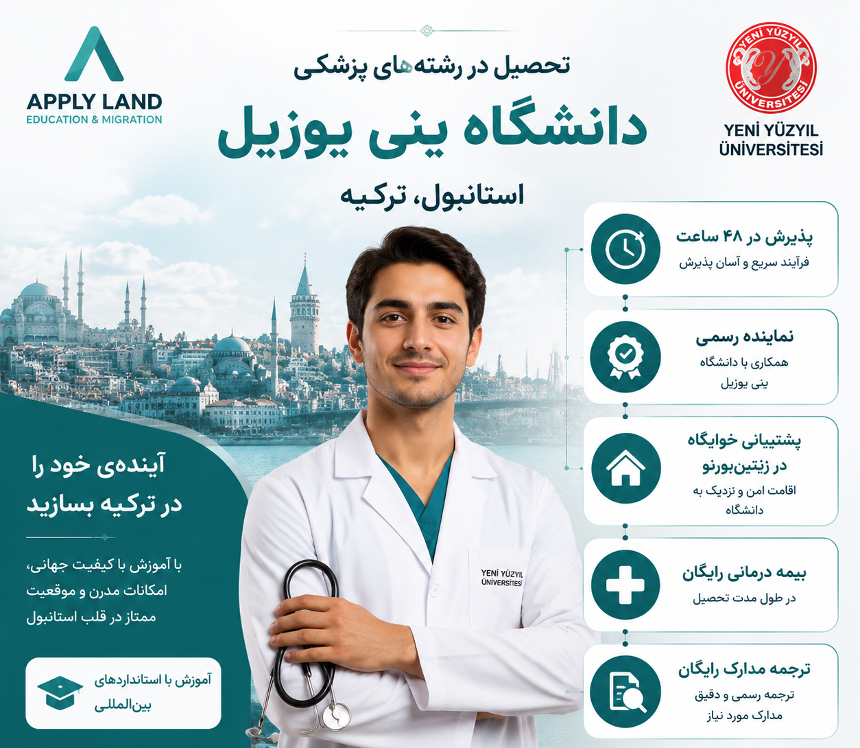 تحصیل در ینی یوزیییل با اپلای لند