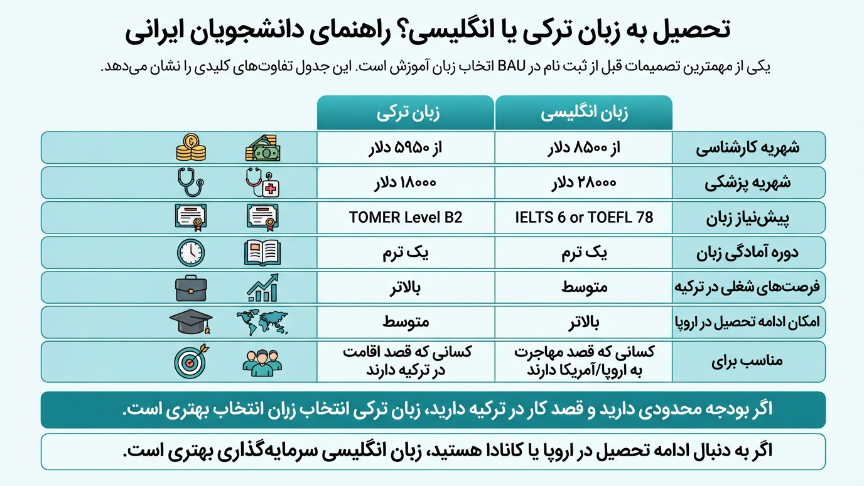 زبان ترکی یا انگلیسی در باهچه شهیر