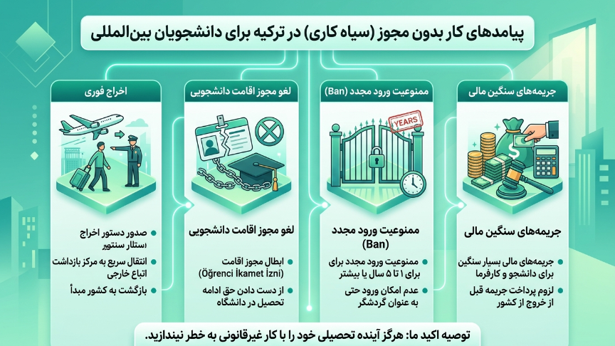 کار دانشجویی در ترکیه  بدون مجوز 