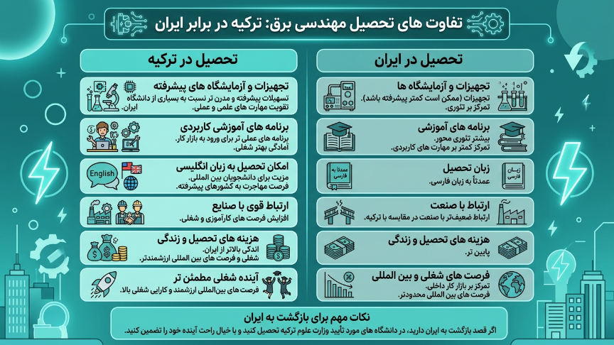 تفاوت تحصیل در ایران و ترکیه رشته مهندسی برق در ترکیه 