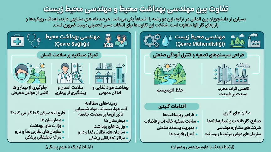 تفاوت رشته مهندسی بهداشت محیط در ترکیه و بهداشت محیط