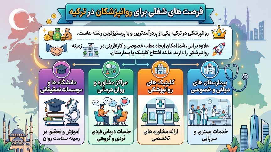 فرصتهای شغلی روانپرشکی در ترکیه 