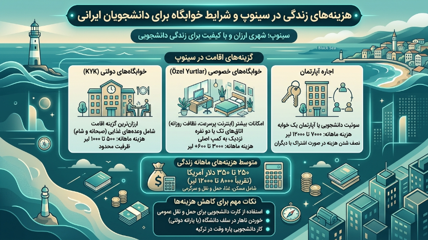 هزینه زندگی دانشگاه سینوپ 