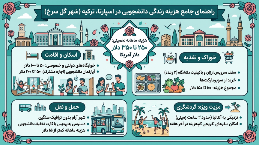 هزینه زندگی دانشگاه علوم کاربردی اسپارتا