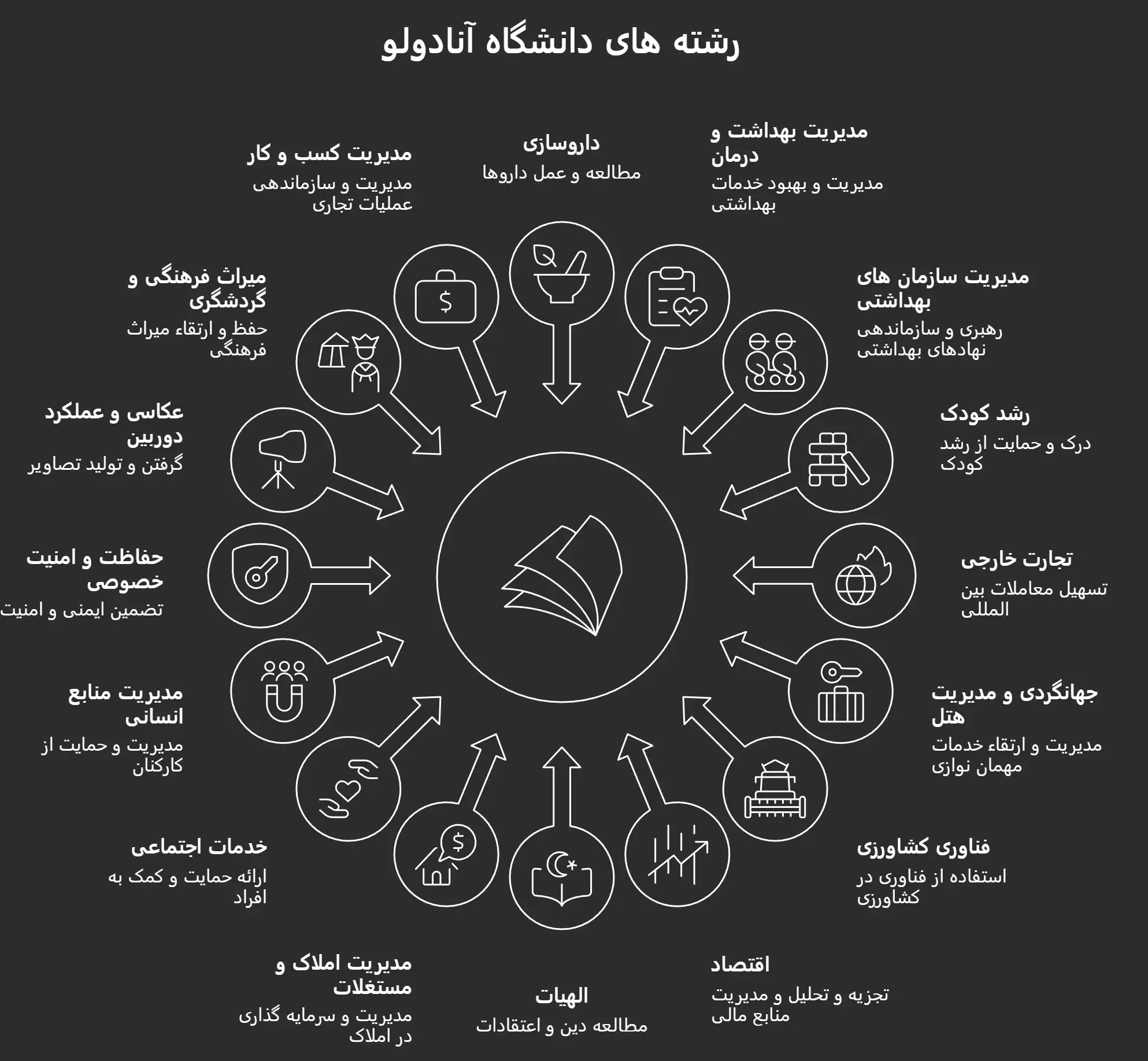 رشته های دانشگاه آنادولو