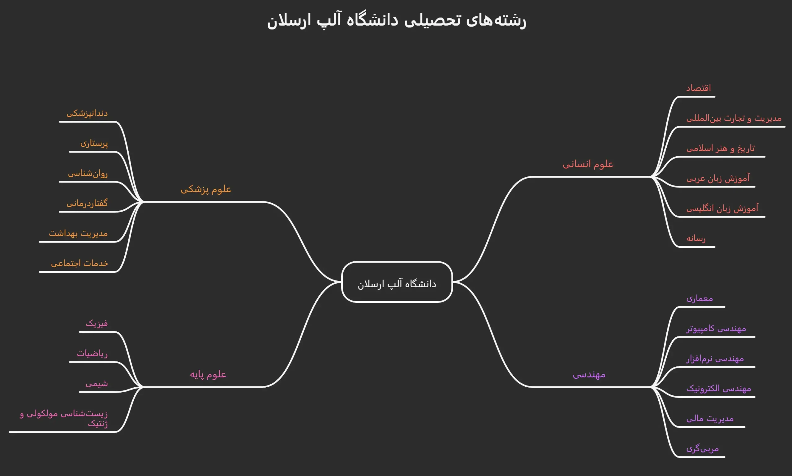 رشته های دانشگاه آلب ارسلان