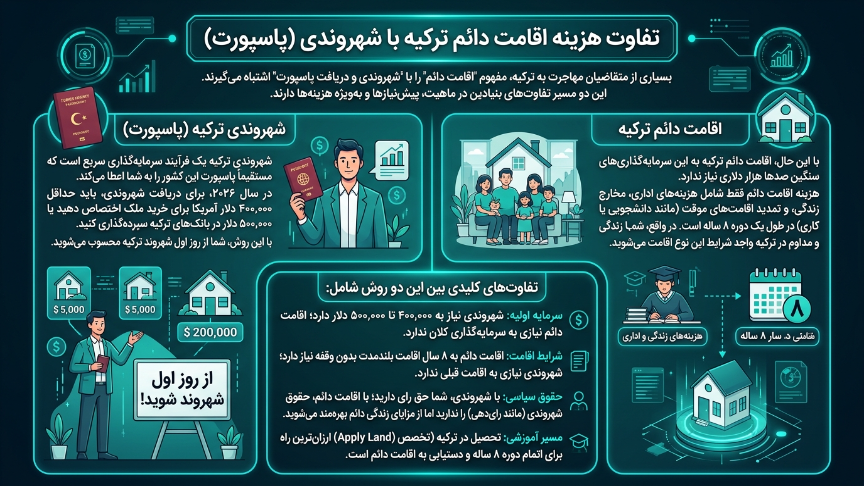 تفاوت اقامت دائم ترکیه  و شهروندی 