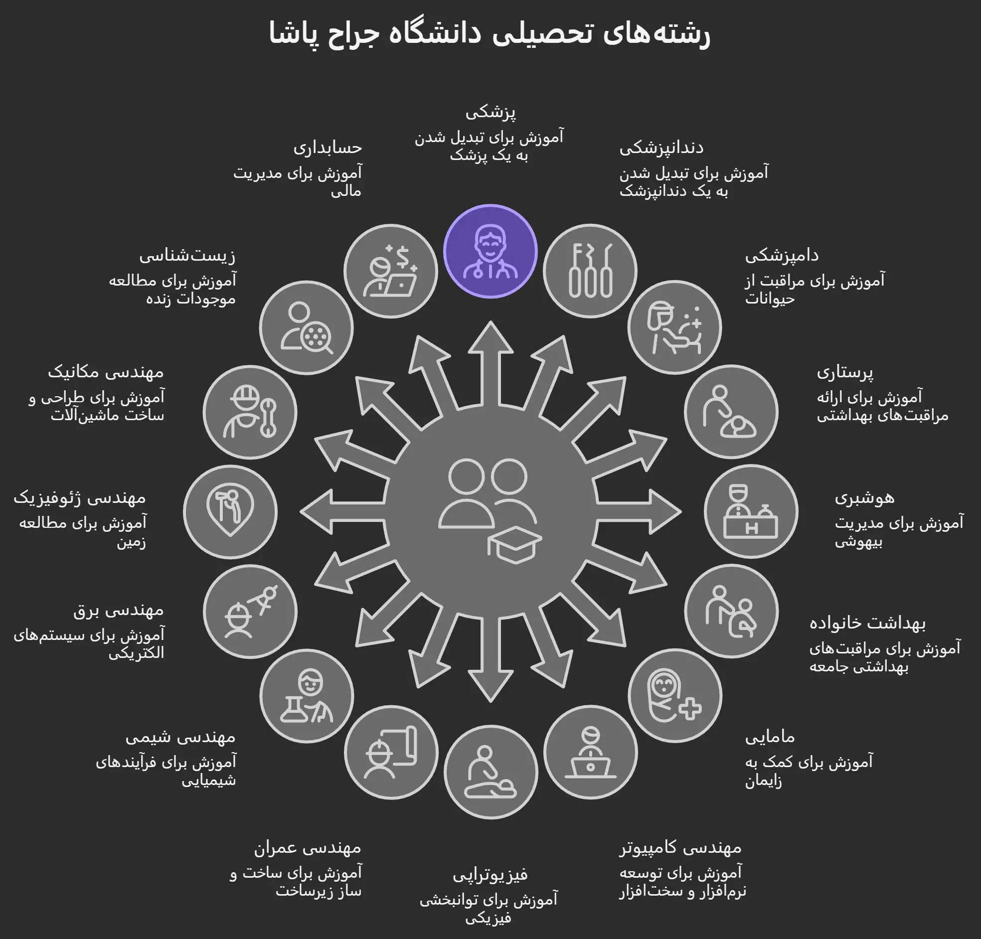 رشته‌های تحصیلی دانشگاه جراح پاشا