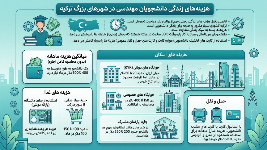هزینه زندگی دانشجویی مهندسی عمرات در ترکیه 