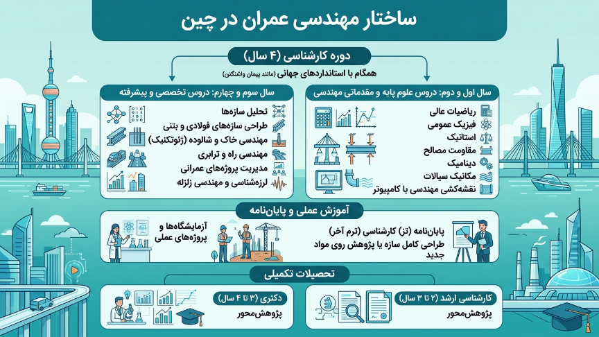 ساختار رشته مهندسی عمران در چین 