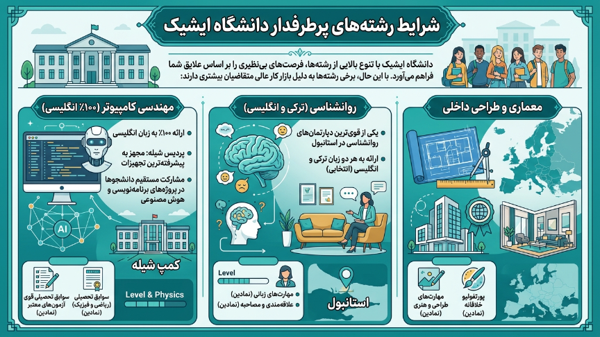 رشته‌های پرطرفدار  دانشگاه ایشیک
