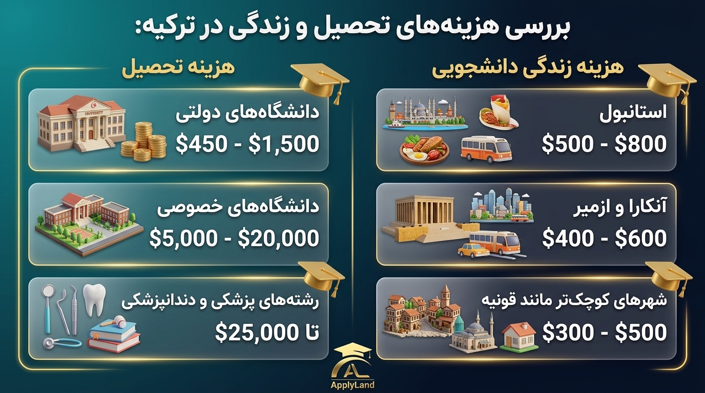 هزینه تحصیل و زندگی در ترکیه 