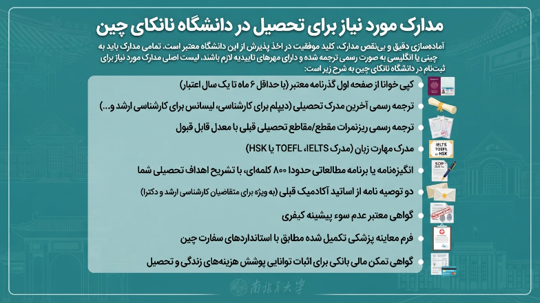 مدارک موردنیاز دانشگاه نانکای چین 