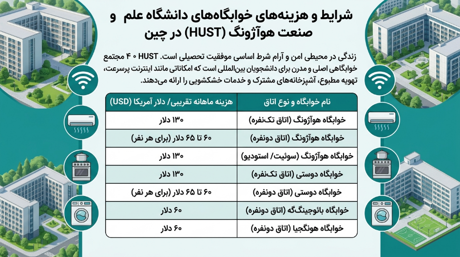 خوابگاه دانشگاه علم و تکنولوژی هواجونگ چین