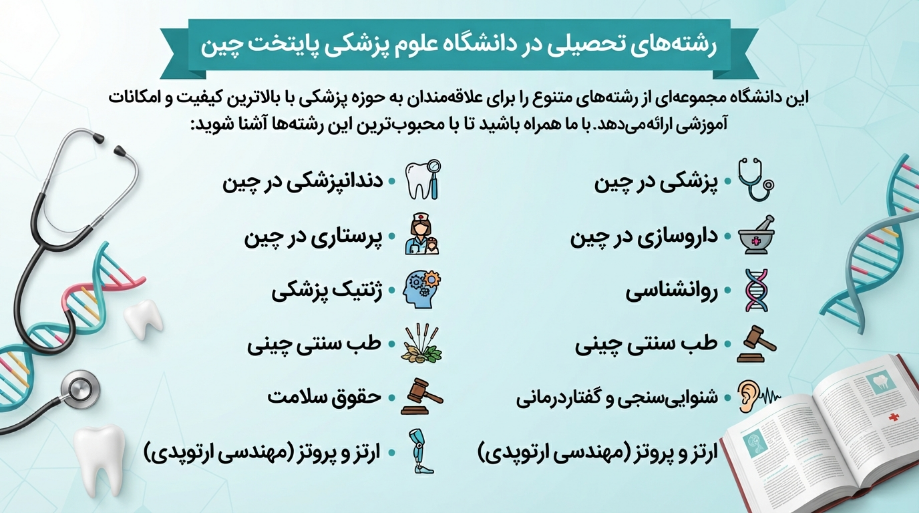 رشته های دانشگاه کپیتال مدیکال چین