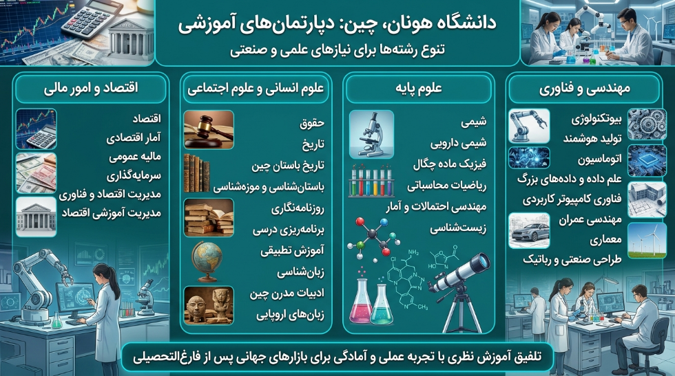 رشته های دانشگاه هونان چین